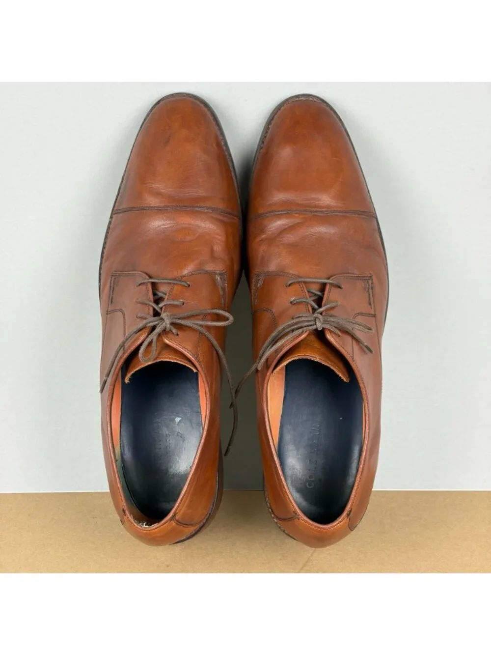 Cole Haan Grand.OS Lenox Hill Cap Toe Leather Shoes Mens 15 Brown Oxford Lace Up